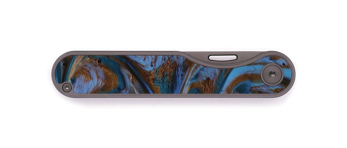 Minimalist ResinArt Pocket Knife - Shannan (Teal & Gold, 531841)