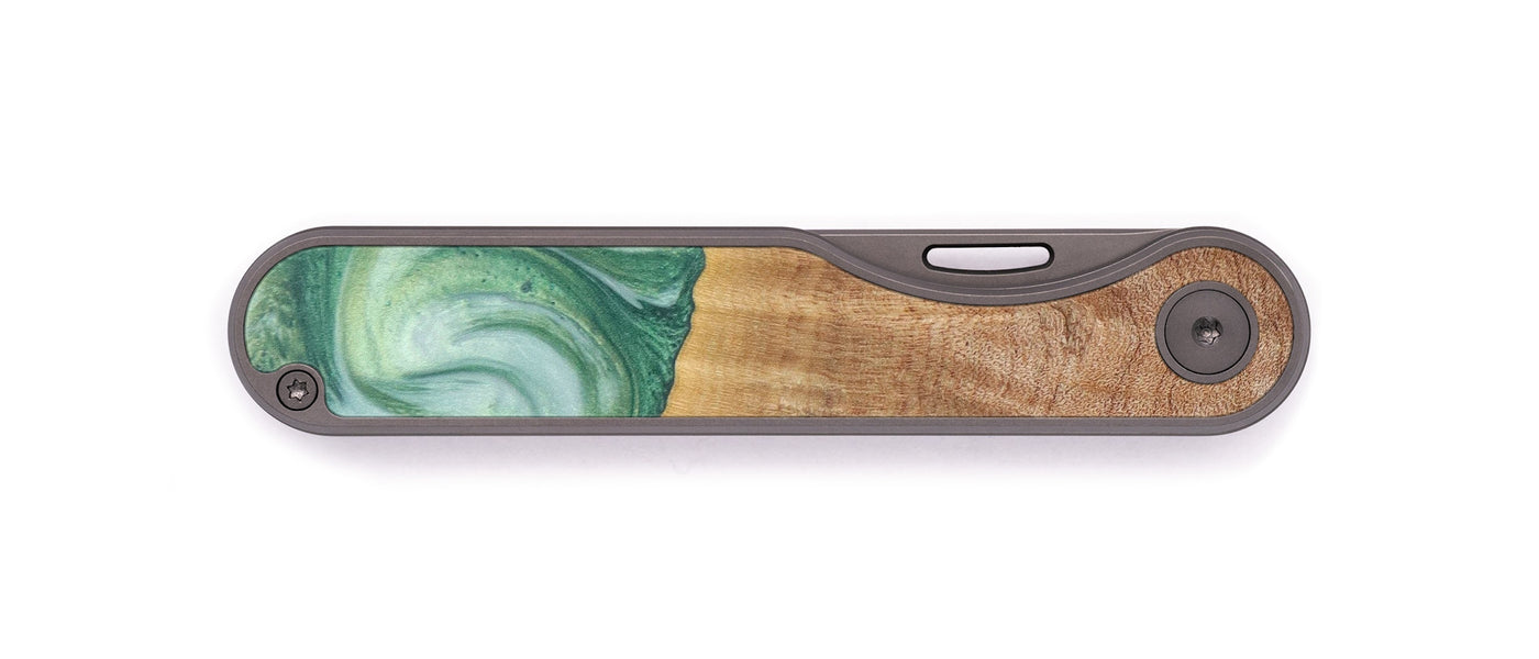 Minimalist Wood+Resin Pocket Knife - Lovina (Dark Green, 609246)