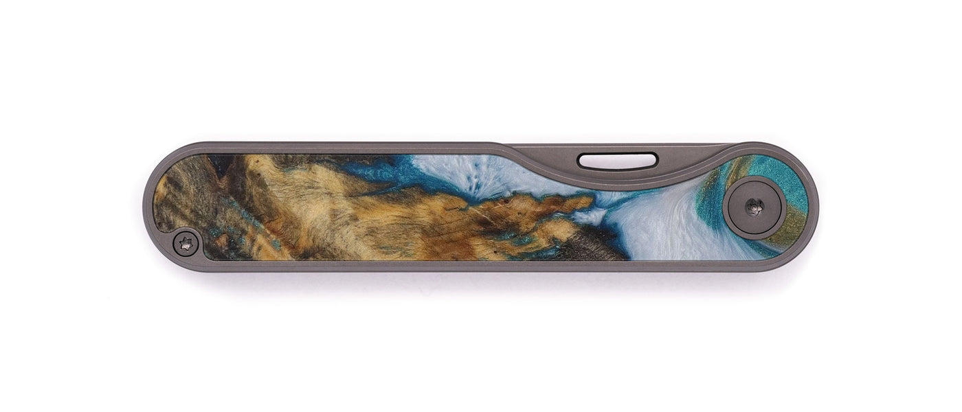 Minimalist Wood+Resin Pocket Knife - Jobyna (Teal & Gold, 529063)