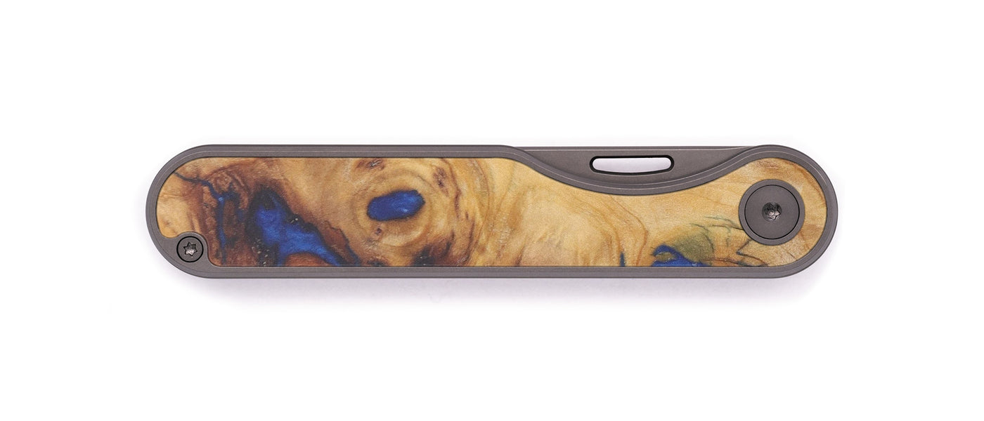 Minimalist Wood+Resin Pocket Knife - Cody (Teal & Gold, 605930)