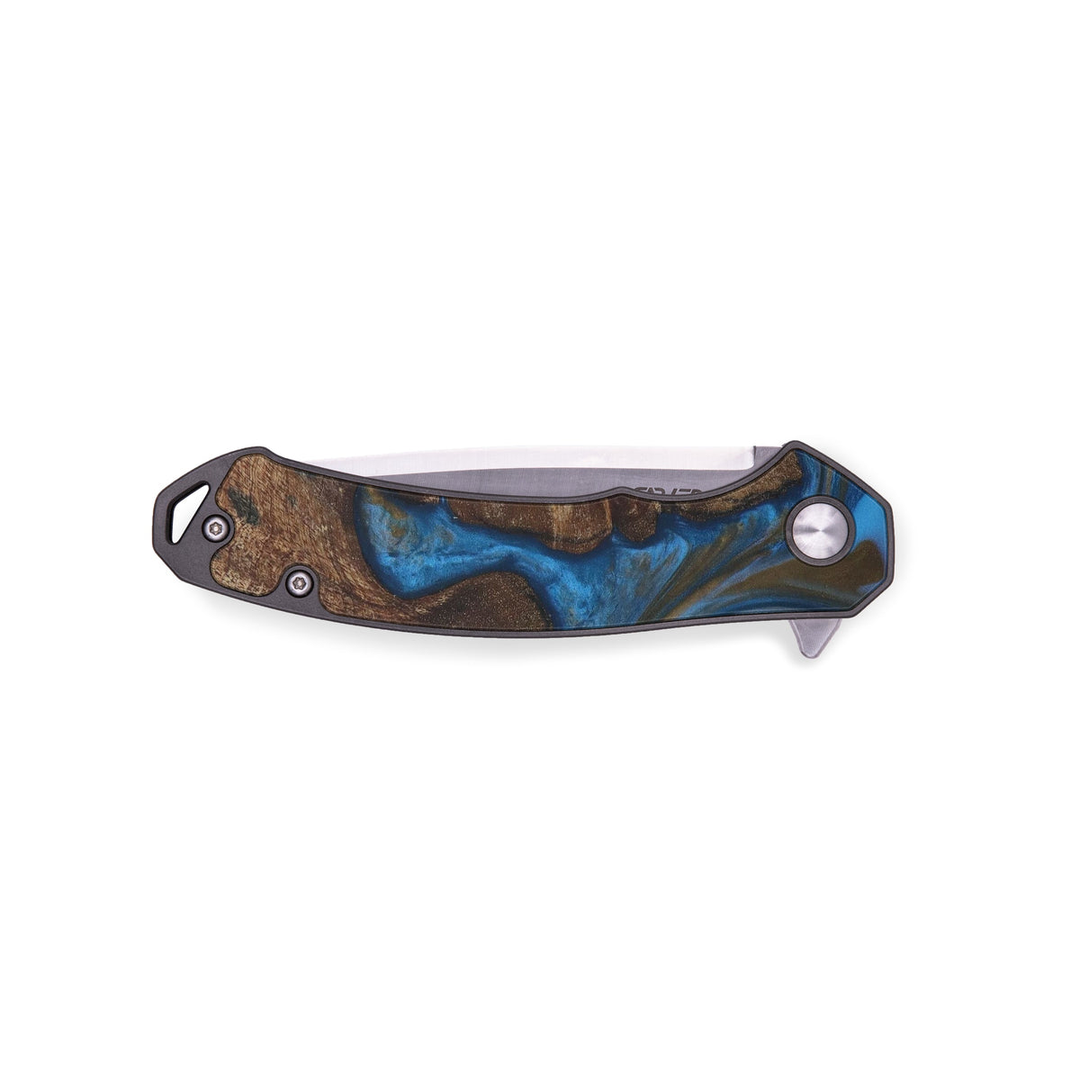 EDC Wood+Resin Pocket Knife Goldie (Teal & Gold, 484642) Carved Knives