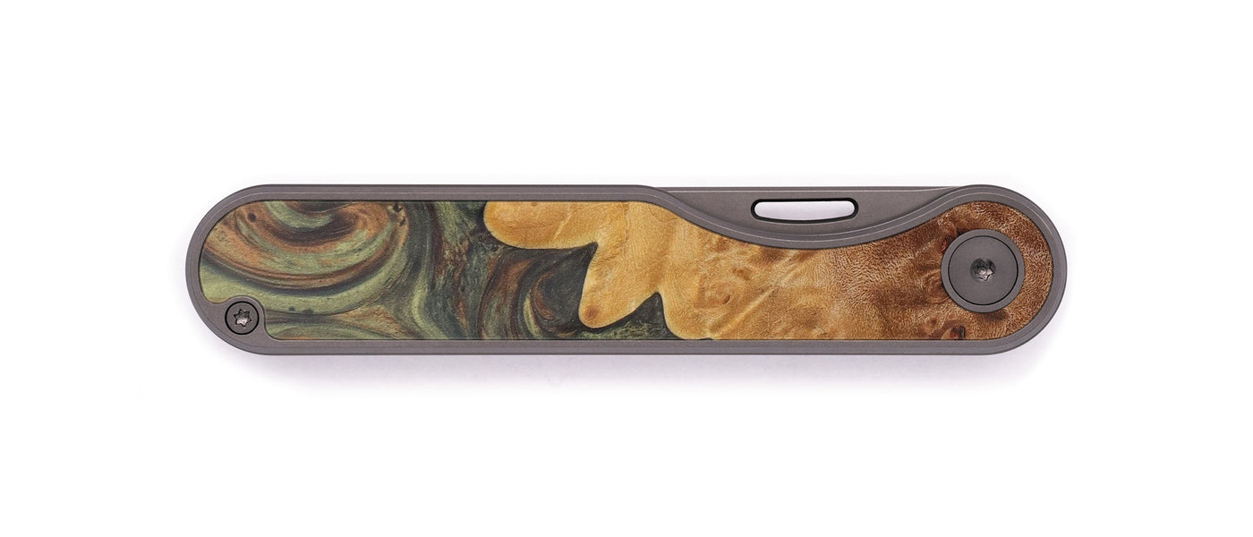 Minimalist Wood+Resin Pocket Knife - Estel (Dark Green, 601144)