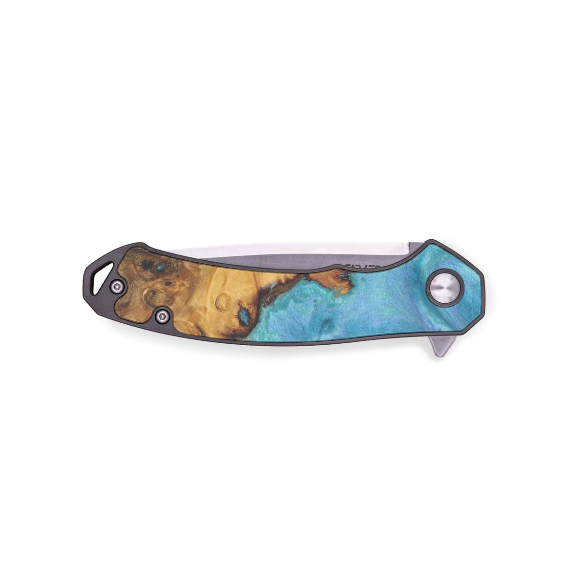 EDC Wood+Resin Pocket Knife Rey (Light Blue, 480905) Carved Knives