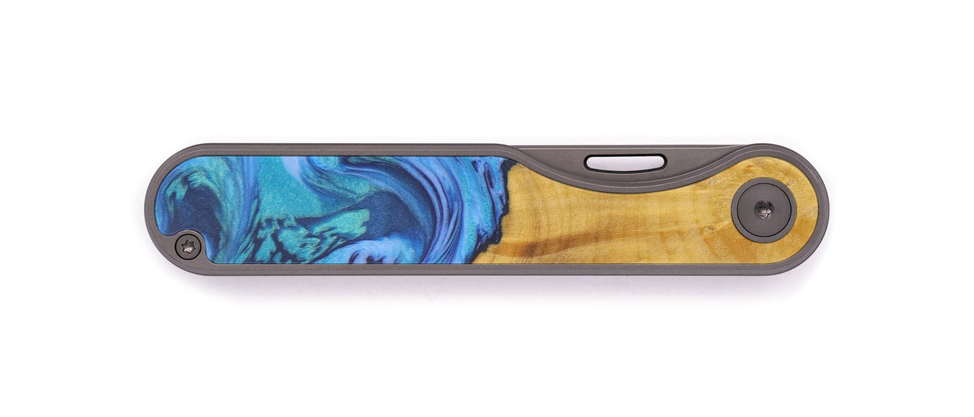 Minimalist Wood+Resin Pocket Knife - Noreen (Dark Blue, 598515)