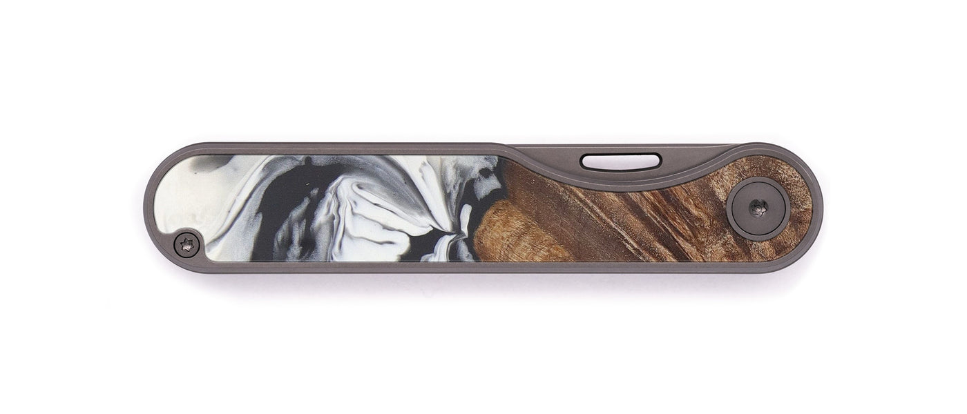 Minimalist Wood+Resin Pocket Knife - Eveleen (Black & White, 598484)