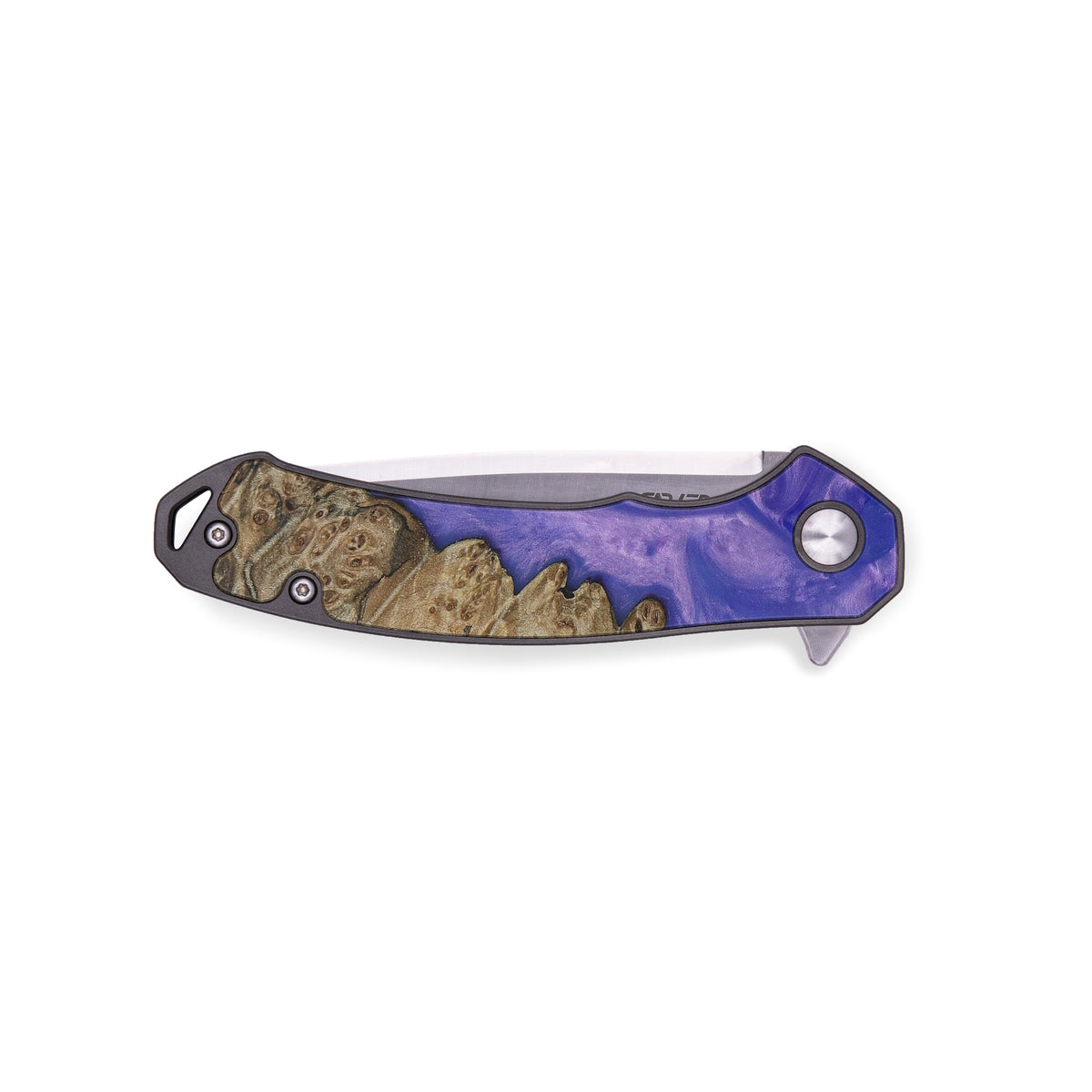 EDC Wood+Resin Pocket Knife Chin (Purple, 420559) Carved Knives
