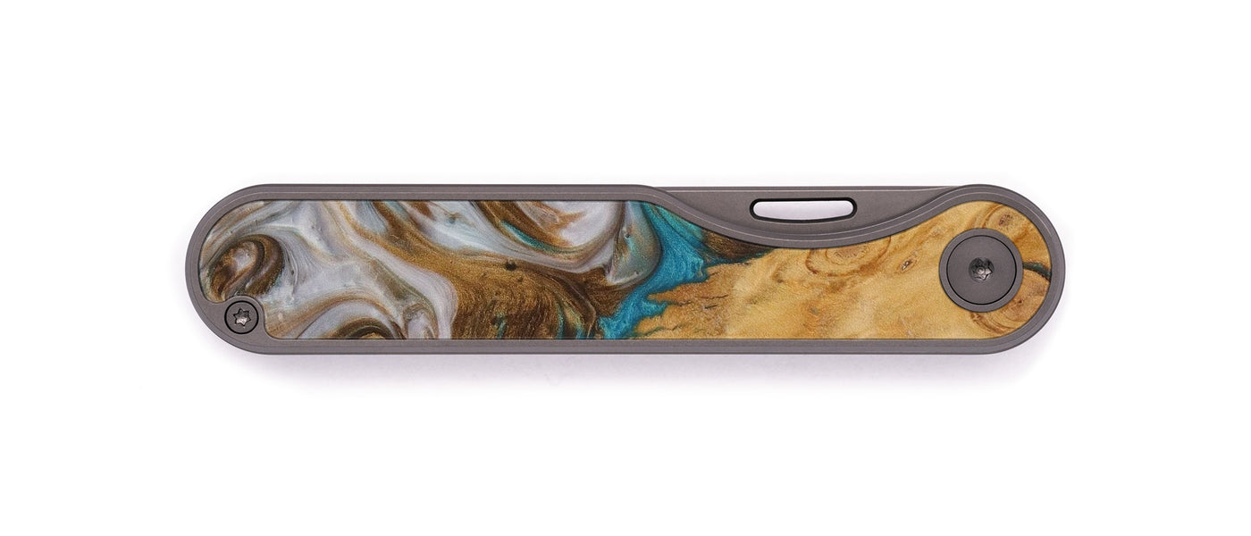 Minimalist Wood+Resin Pocket Knife - Dionne (Teal & Gold, 528314)