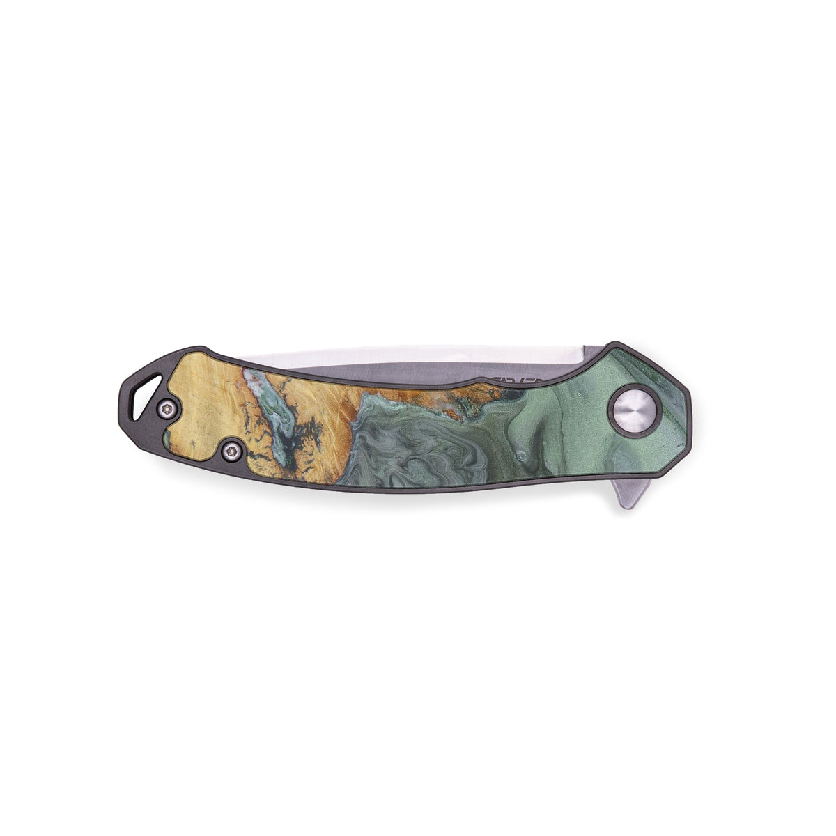 EDC Wood+Resin Pocket Knife Ireland (Dark Green, 429122) Carved Knives