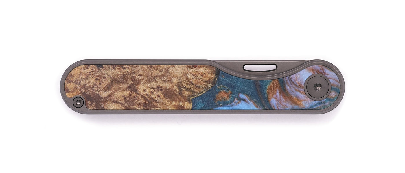 Minimalist Wood+Resin Pocket Knife - Sybilla (Teal & Gold, 604156)