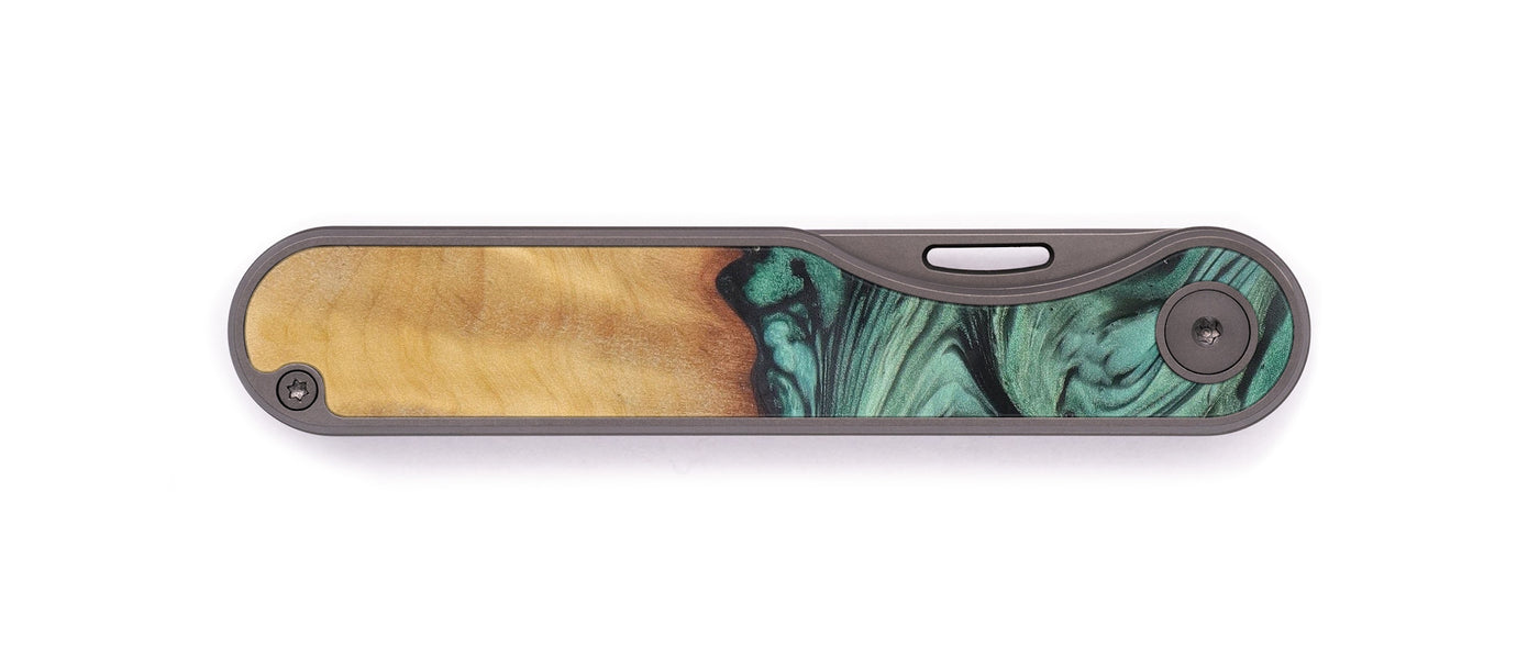 Minimalist Wood+Resin Pocket Knife - Rosie (Dark Green, 609745)