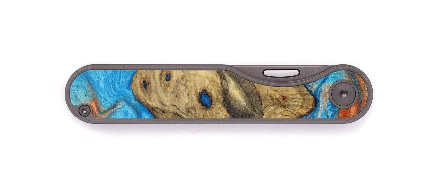 Minimalist Wood+Resin Pocket Knife - Alexandra (Teal & Gold, 618630)