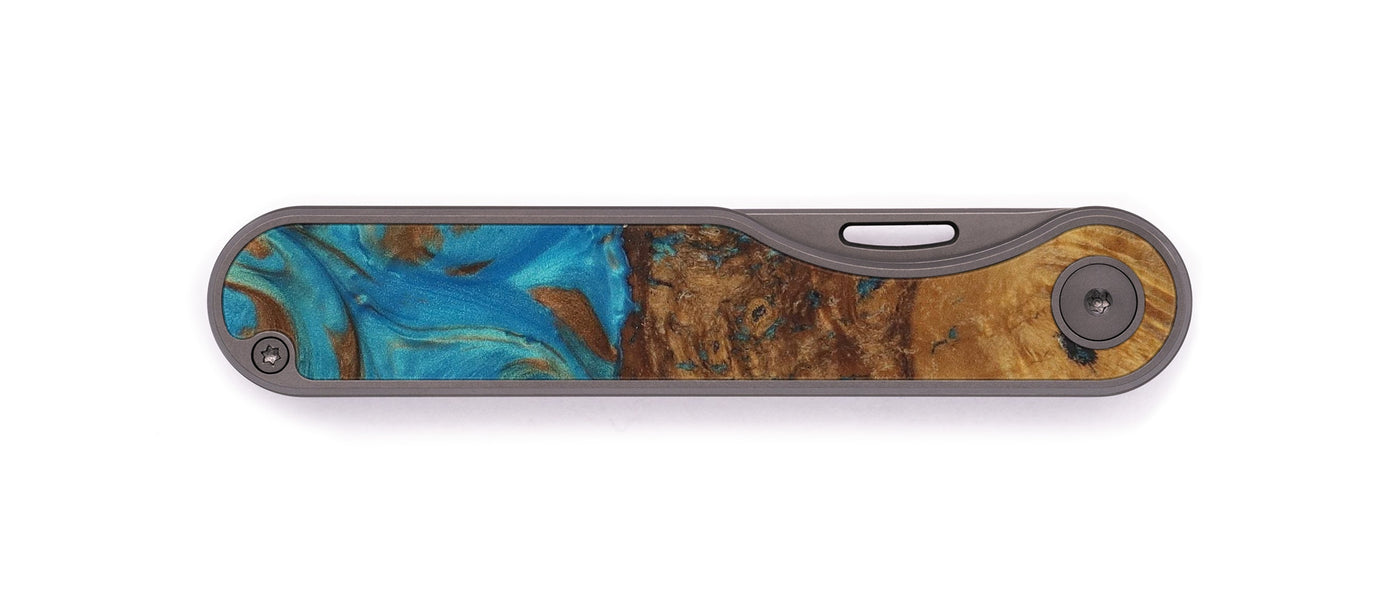 Minimalist Wood+Resin Pocket Knife - Fayth (Teal & Gold, 556375)