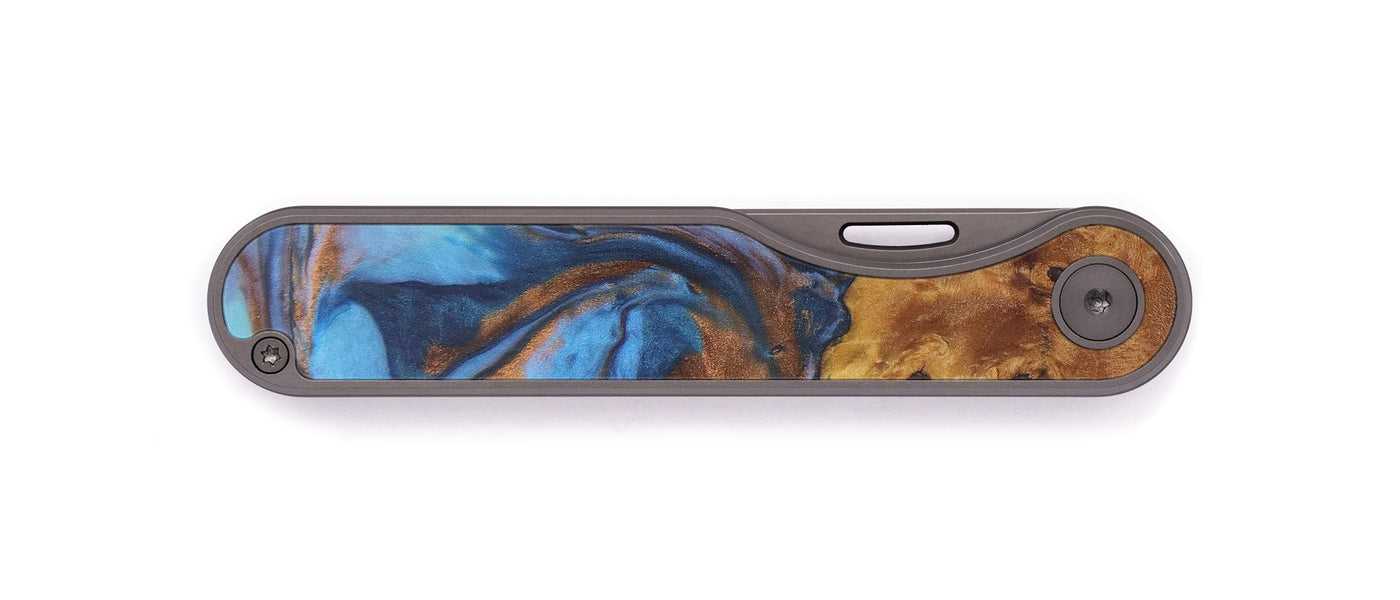 Minimalist Wood+Resin Pocket Knife - Alysa (Teal & Gold, 598391)