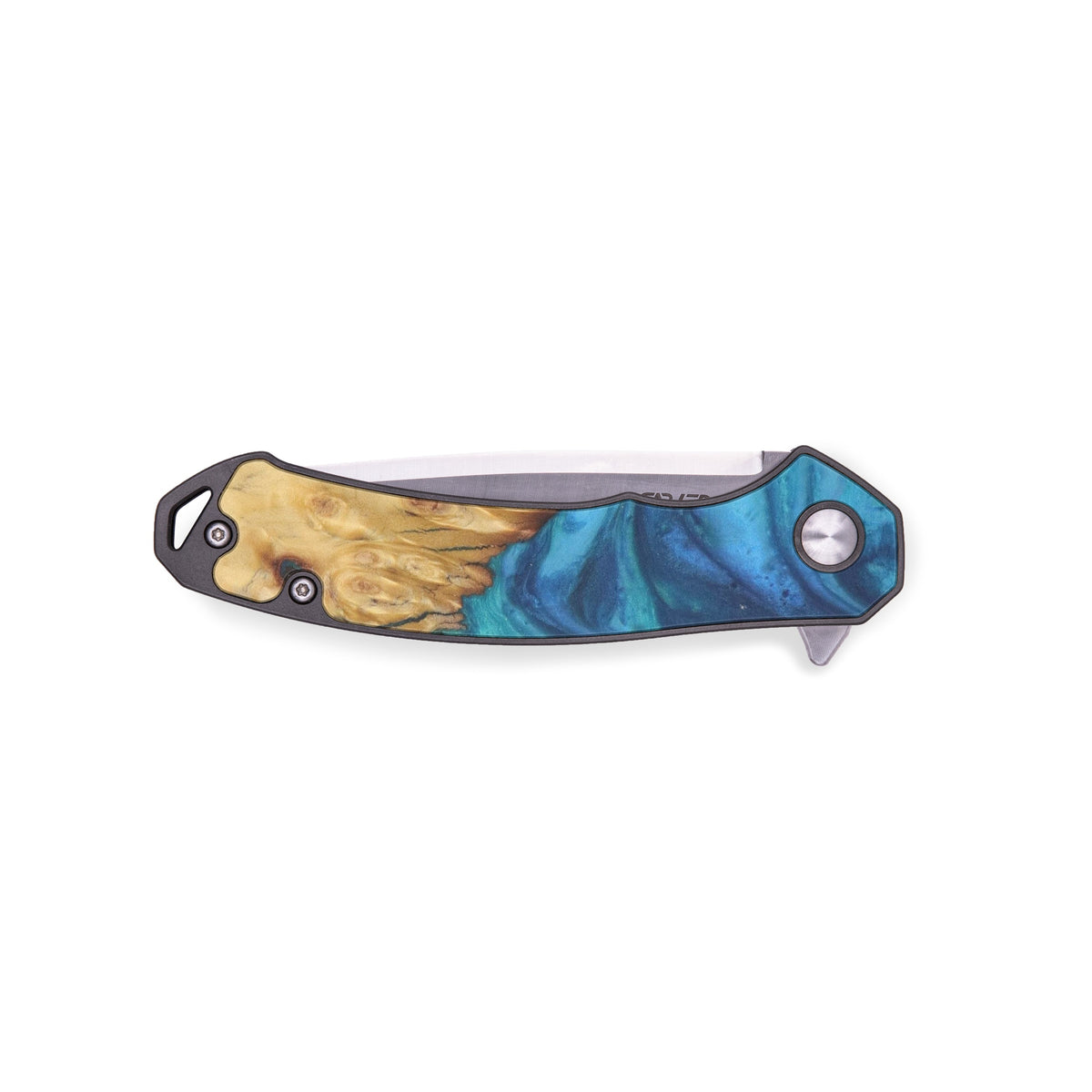 EDC Wood+Resin Pocket Knife Christabella (Light Blue, 485215