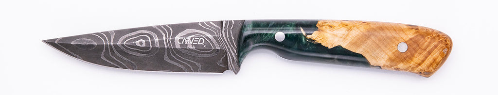 Carved Damascus Field Knife #20575