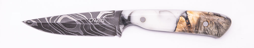 Carved Damascus Field Knife #20530