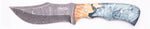 Carved Damascus Hunting Knife #10472