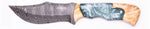 Carved Damascus Hunting Knife #10483