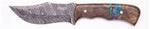 Carved Damascus Hunting Knife #10486