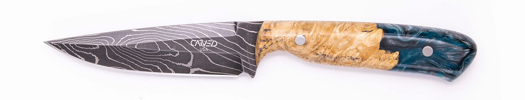 Carved Damascus Field Knife #20613