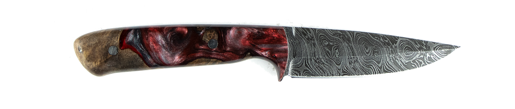 Carved Damascus Field Knife #20022