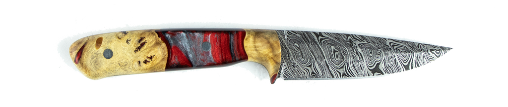 Carved Damascus Field Knife #20024