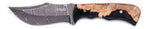 Carved Damascus Hunting Knife #10467