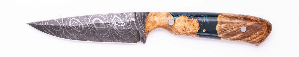Carved Damascus Field Knife #20585