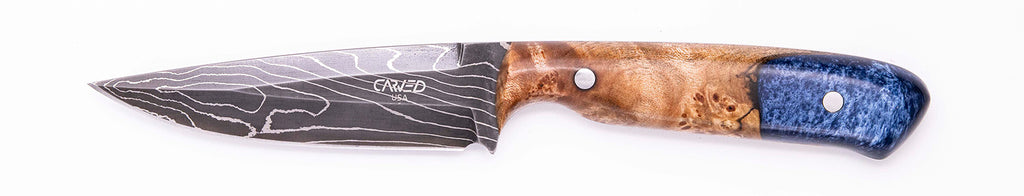 Carved Damascus Field Knife #20638