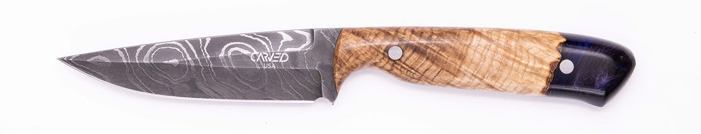 Carved Damascus Field Knife #20578