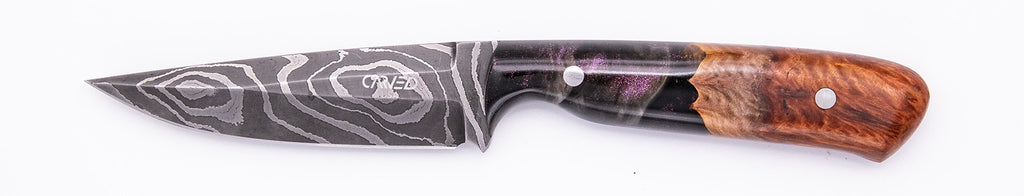 Carved Damascus Field Knife #20556