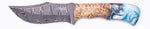 Carved Damascus Hunting Knife #10514