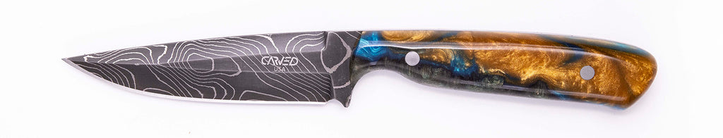 Carved Damascus Field Knife #20620