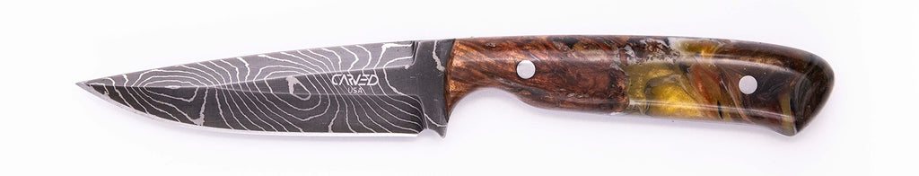 Carved Damascus Field Knife #20631