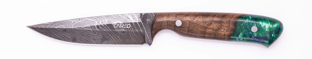 Carved Damascus Field Knife #20592