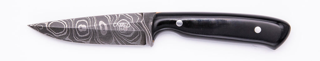 Carved Damascus Field Knife #20552