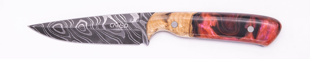 Carved Damascus Field Knife #20531