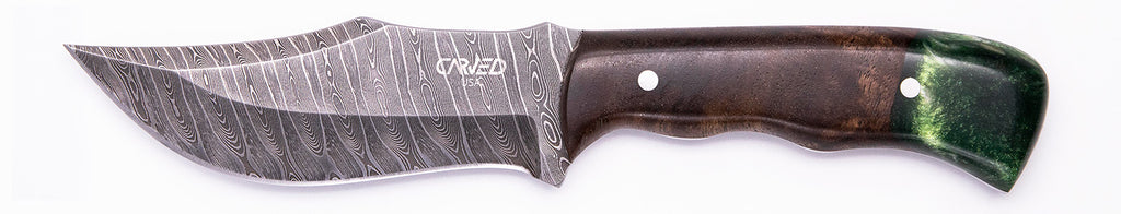 Carved Damascus Hunting Knife #10542