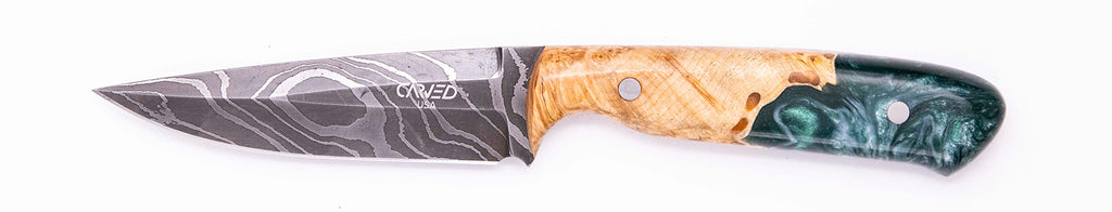 Carved Damascus Field Knife #20573