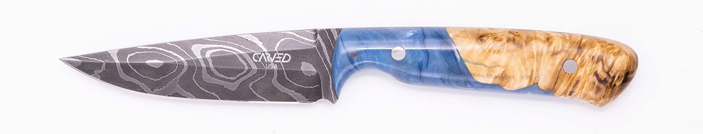 Carved Damascus Field Knife #20563