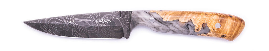 Carved Damascus Field Knife #20589