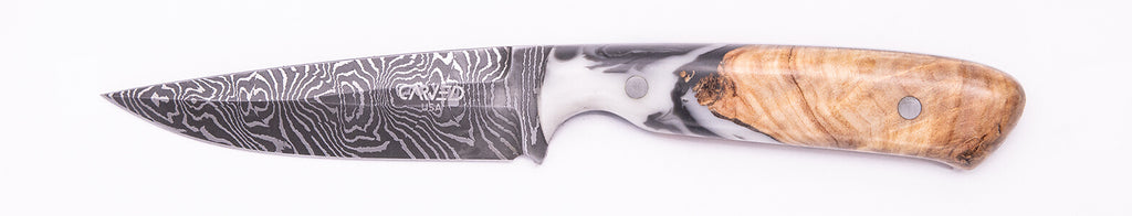 Carved Damascus Field Knife #20527