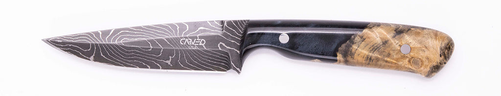 Carved Damascus Field Knife #20623