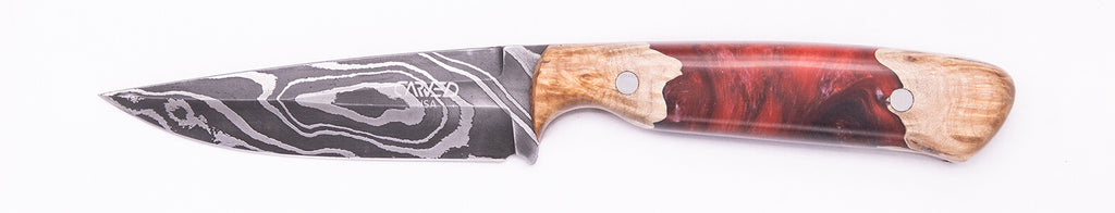 Carved Damascus Field Knife #20548