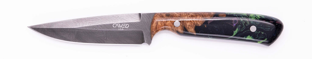 Carved Damascus Field Knife #20600