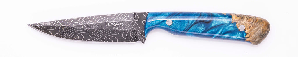 Carved Damascus Field Knife #20614