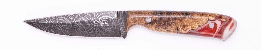 Carved Damascus Field Knife #20579