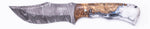 Carved Damascus Hunting Knife #10516
