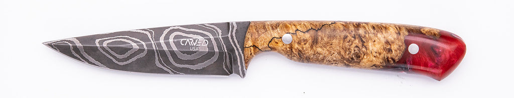 Carved Damascus Field Knife #20572