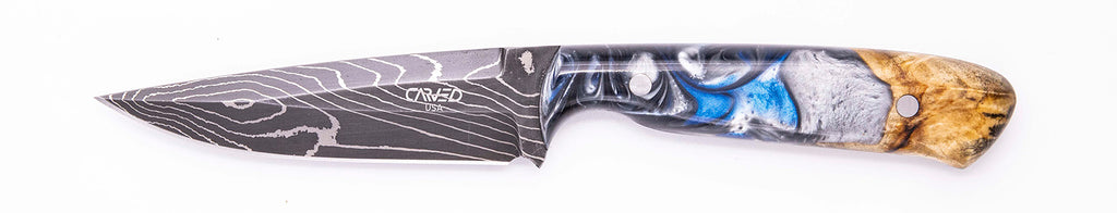 Carved Damascus Field Knife #20617